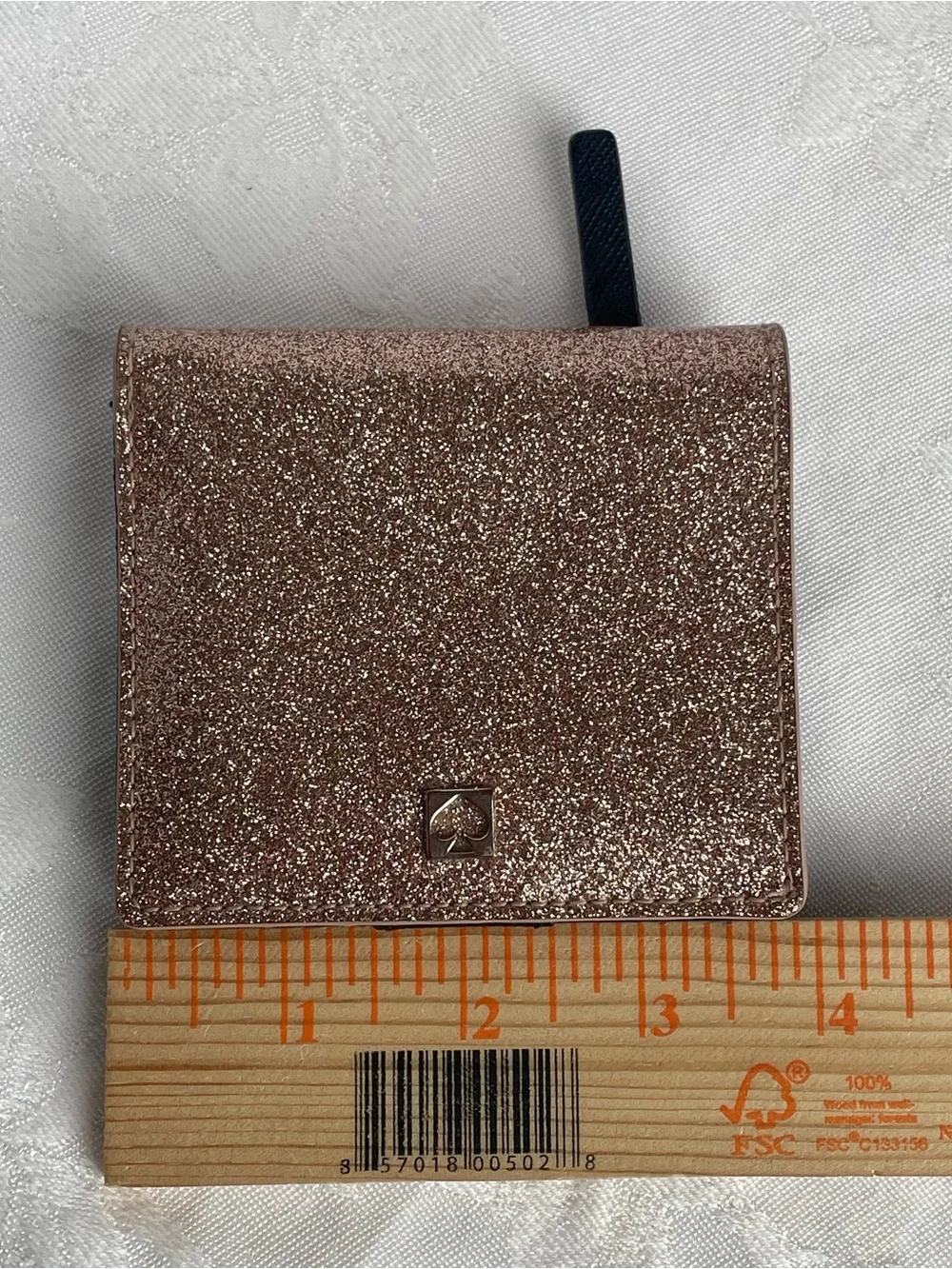 Kate Spade Mavis Street Seranade Bifold Wallet Rose Gold Glitter Cards Cash Coin